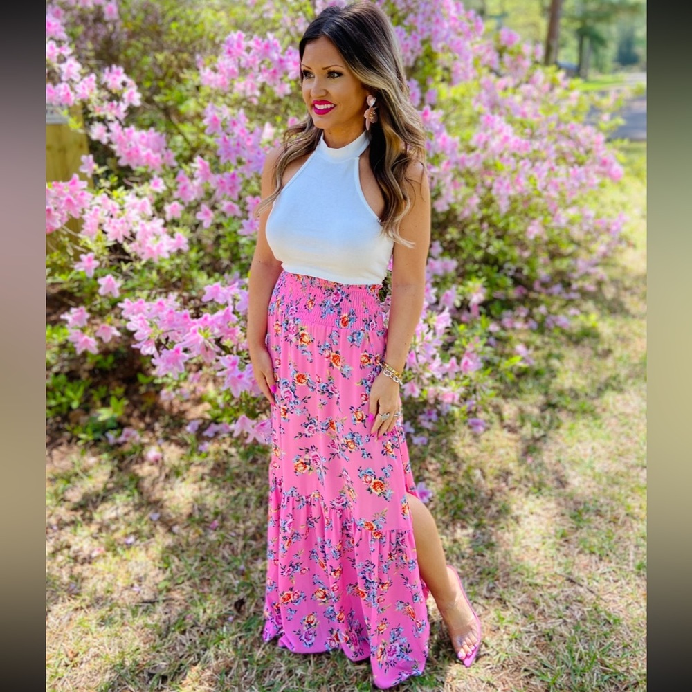 Buddy Love Pink Floral Maxi Skirt